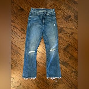 MOTHER The Hustler Ankle Fray Jeans in Blue